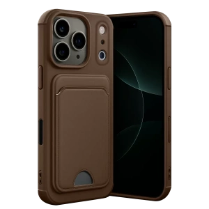 Apple iPhone 17 Pro Max Kelvin Kartvizitli Silikon - Kahverengi