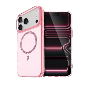 Apple iPhone 17 Pro Max Live Diamond Magsafe Kapak - Pembe