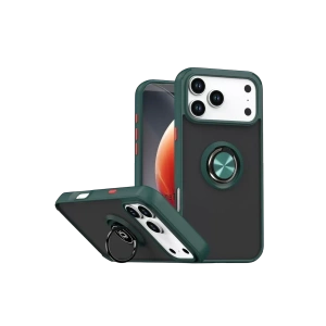 Apple iPhone 17 Pro Max Montreal Yüzüklü Silikon Kapak - Yeşil