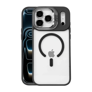 Apple iPhone 17 Pro Max Remim Lensli Magsafe Standlı Kapak - Siyah