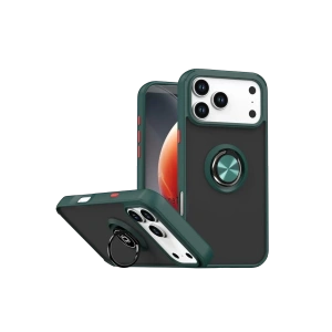 Apple iPhone 17 Pro Montreal Yüzüklü Silikon Kapak - Yeşil