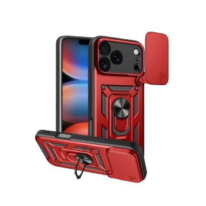 Apple iPhone 17 Pro Pars Lens Yüzüklü Silikon - Kırmızı