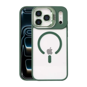Apple iPhone 17 Pro Remim Lensli Magsafe Standlı Kapak - Koyu Yeşil