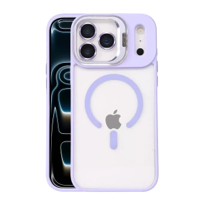 Apple iPhone 17 Pro Remim Lensli Magsafe Standlı Kapak - Lila