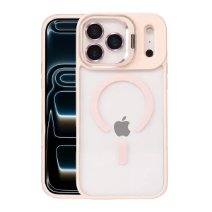 Apple iPhone 17 Pro Remim Lensli Magsafe Standlı Kapak - Pembe