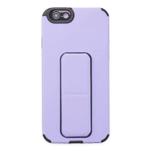 Apple iPhone 6 Kılıf Mega Standlı Silikon - Lila