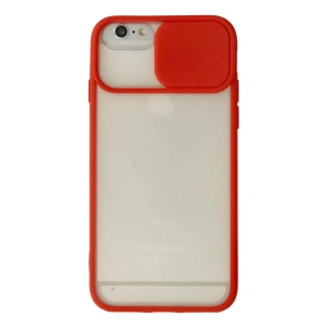 Apple iPhone 6 Kılıf Palm Buzlu Kamera Sürgülü Silikon - Kırmızı