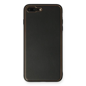 Apple iPhone 7 Plus Kılıf Coco Deri Silikon Kapak - Siyah