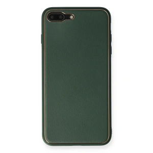 Apple iPhone 7 Plus Kılıf Coco Deri Silikon Kapak - Yeşil