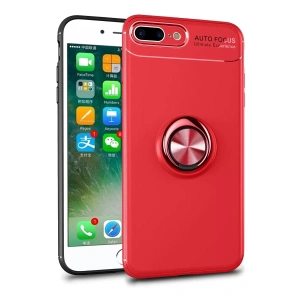 Apple iPhone 7 Plus Kılıf Range Yüzüklü Silikon - Kırmızı