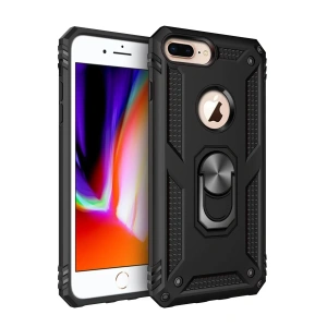 Apple iPhone 7 Plus Kılıf Sofya Yüzüklü Silikon Kapak - Siyah