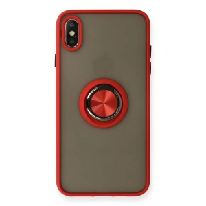 Apple iPhone X Kılıf Montreal Yüzüklü Silikon Kapak - Kırmızı