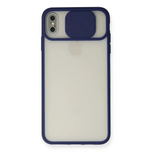 Apple iPhone X Kılıf Palm Buzlu Kamera Sürgülü Silikon - Lacivert