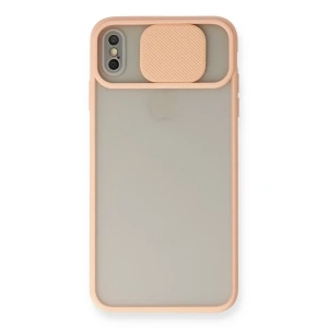 Apple iPhone X Kılıf Palm Buzlu Kamera Sürgülü Silikon - Pembe