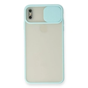 Apple iPhone X Kılıf Palm Buzlu Kamera Sürgülü Silikon - Turkuaz