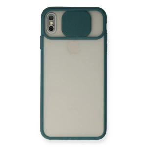 Apple iPhone X Kılıf Palm Buzlu Kamera Sürgülü Silikon - Yeşil