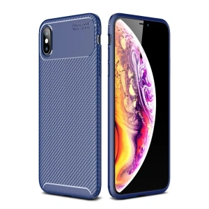 Apple iPhone XS Max Kılıf Auto Focus Karbon Kapak - Lacivert