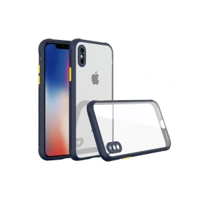 Apple iPhone XS Max Kılıf Miami Şeffaf Silikon - Lacivert