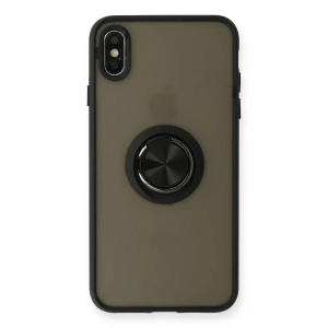 Apple iPhone XS Max Kılıf Montreal Yüzüklü Silikon Kapak - Siyah