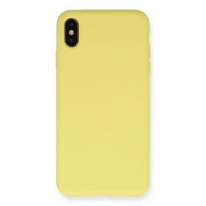 Apple iPhone XS Max Kılıf Nano içi Kadife Silikon - Mat Sarı