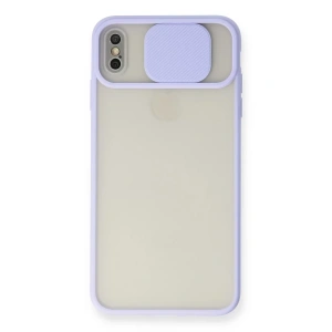 Apple iPhone XS Max Kılıf Palm Buzlu Kamera Sürgülü Silikon - Lila