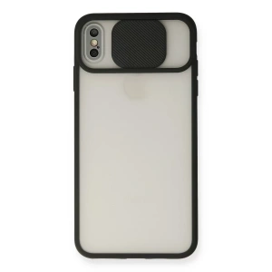 Apple iPhone XS Max Kılıf Palm Buzlu Kamera Sürgülü Silikon - Siyah