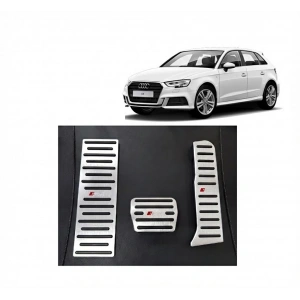 Audi A3 Q3 Uyumlu Otomatik Vites Pedal Seti Gaz Fren Ayak Dayama Takımı 3 Parça Krom