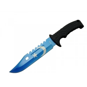 Ayyıldız MF013BL Mavi Av Bıçağı 31cm - Testere Detaylı Bıçak, Kılıflı, Plastik Sap