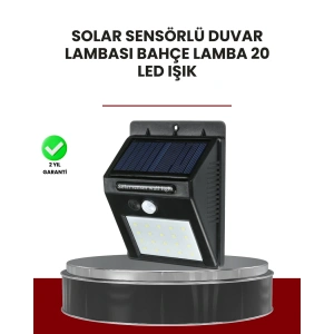 Bahçe ve Dış Mekanlar İçin Güneş Enerjili 20 LED Hareket Sensörlü Lamba