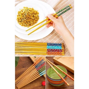 Bambu Chopstick Çubuk Yemek Çubuğu Yıkanabilir Tekrar Kullanılabilir (3 Çift- 6 Adet )