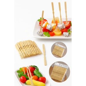 BAMBU KOKTEYL ÇUBUKLARI- SUNUM , KANEPE ÇUBUKLARI - 100 Adet- CİPS ÇATALI- BAMBU KÜRDAN