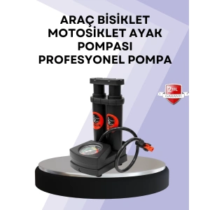 Basınç Saatli Ayak Pompası Bisiklet ve Araç Uyumlu