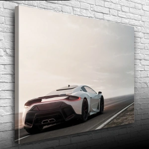 Beyaz Spor Araba Fotoğrafı Kanvas Tablo 50 x 70