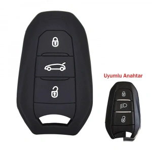 Citroen C4 Picasso DS3 DS4 DS5 DS6 Uyumlu Silikon Oto Anahtar Kumanda Kabı Kılıf Siyah