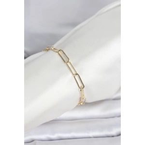 CM 14K Gold Renk Kalın Ataç Zincir Model Kadın Bileklik