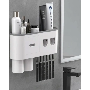 Çok Fonksiyonlu Diş Fırçası Tutucu Otomatik Dispenser Bardaklı Organizer