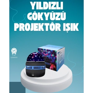 Döner Galaxy Projektör Gece Lambası – Ay ve Yıldız Işıklı Atmosfer Lamba, USB Bağlantılı