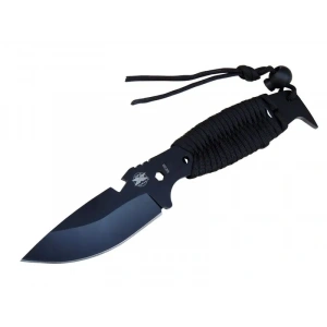DPX Gear Assault 0238BK Kamp Bıçağı 22,5 cm - Siyah, Metal &amp; İpli Sap