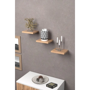 Duvar Rafı Dekoratif 3 Adet Çiçeklik Kare Ceviz