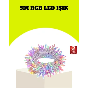 Enerji Tasarruflu Şeffaf Kablo 5 m 50 LED Dekor Işık