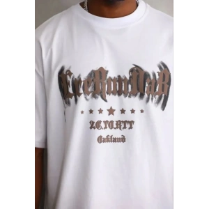 Erkek Baskılı T-Shirt Kısa Kol Bisiklet Yaka Regular Fit Rahat Kalıp Günlük Tişört - Beyaz