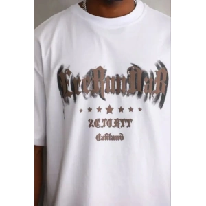 Erkek Baskılı T-Shirt Kısa Kol Bisiklet Yaka Regular Fit Rahat Kalıp Günlük Tişört - Beyaz