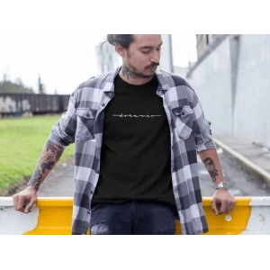 Erkek Bisiklet Yaka Baskılı Oversize T-Shirt - Siyah