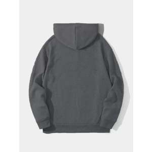 Erkek Düz Kapüşonlu Sweat - Füme