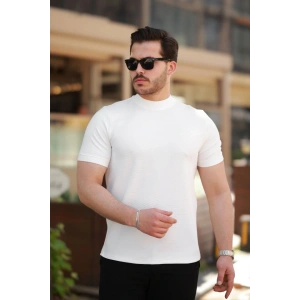 Erkek Ince çizgi Dokulu Kısa Kollu T-shirt