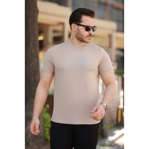 Erkek Ince çizgi Dokulu Kısa Kollu T-shirt