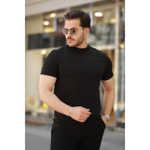 Erkek Ince çizgi Dokulu Kısa Kollu T-shirt