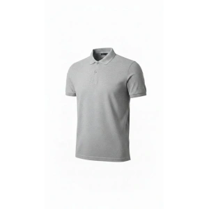 Erkek Pike Kumaş Düğmeli Yaka Regular Fit Günlük Kısa Kol Tişört T-shirt - Gri