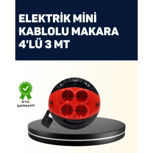 Ev ve Ofis İçin 3 Metre Kablolu 4 Priz Makarası