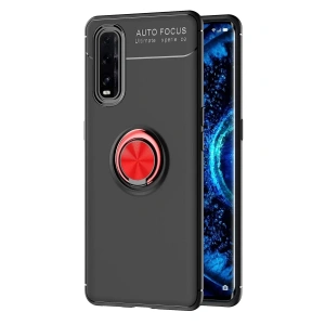 Find X2 Kılıf Range Yüzüklü Silikon - Siyah-Kırmızı